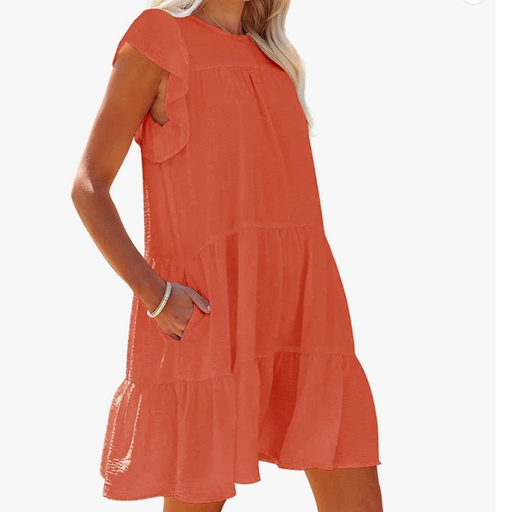 Ruffle Sleeved Tiered Babydoll Dress